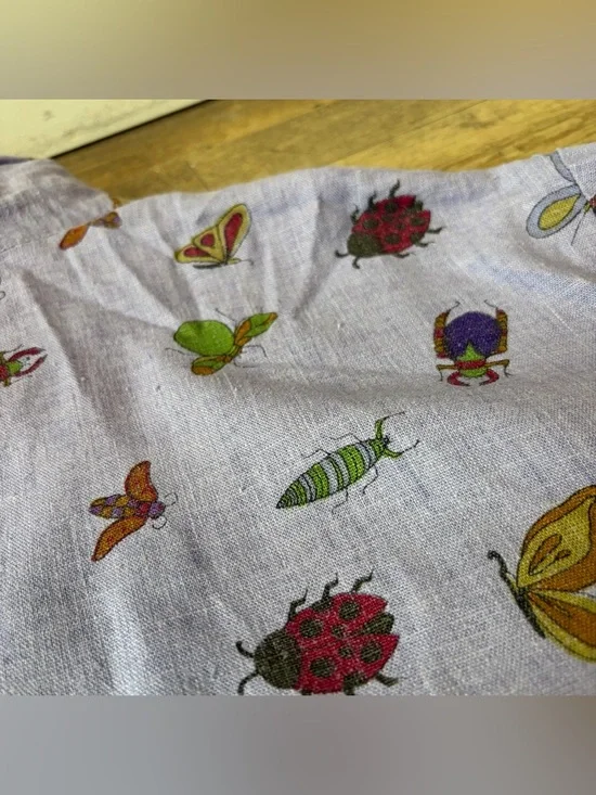 Vintage Purple Linen Blend Bug Patterned Button Up - Picture 11 of 13